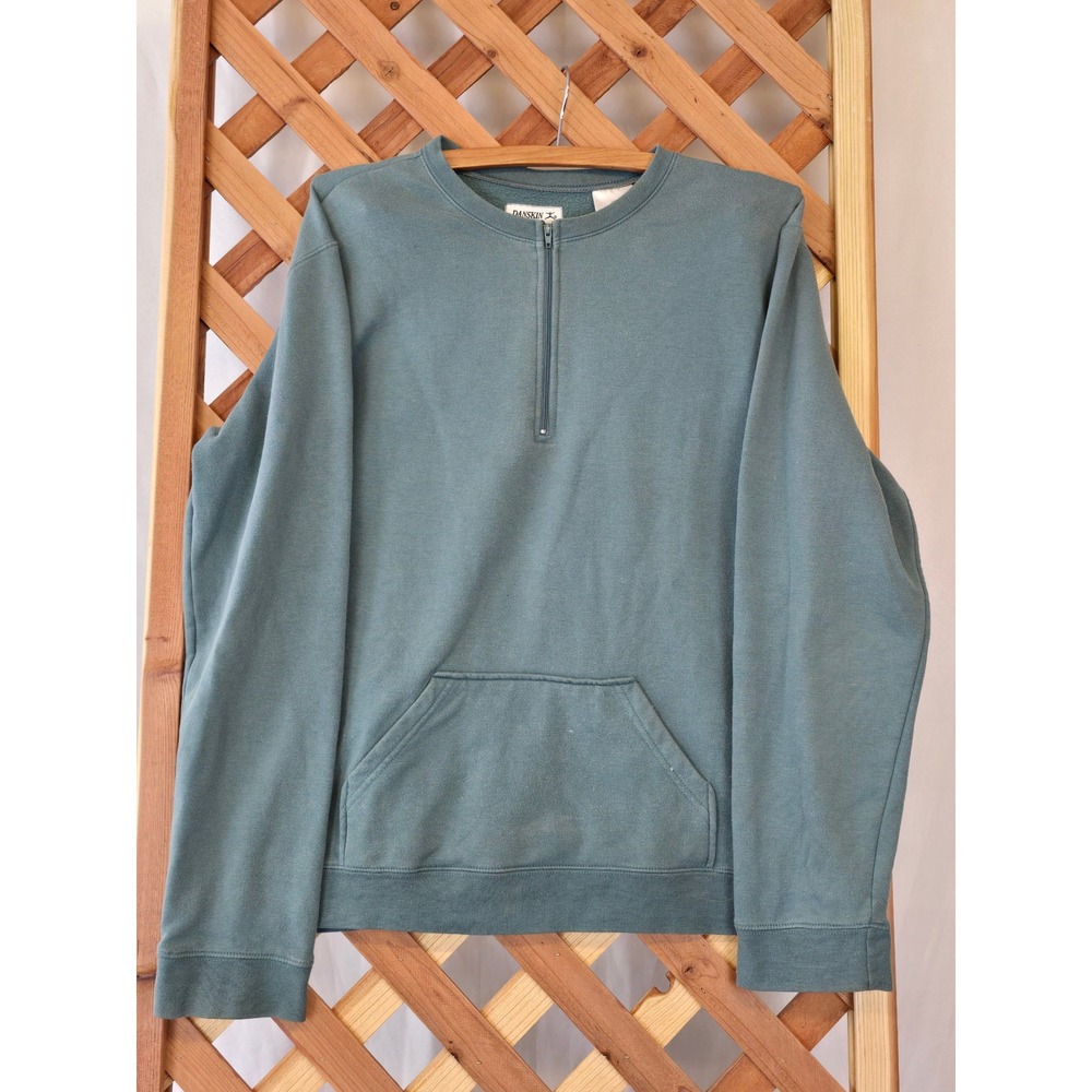 Danskin 1/4 Zip Pullover Sweatshirt Women Large TEAL Fleece Pocket -Excellent